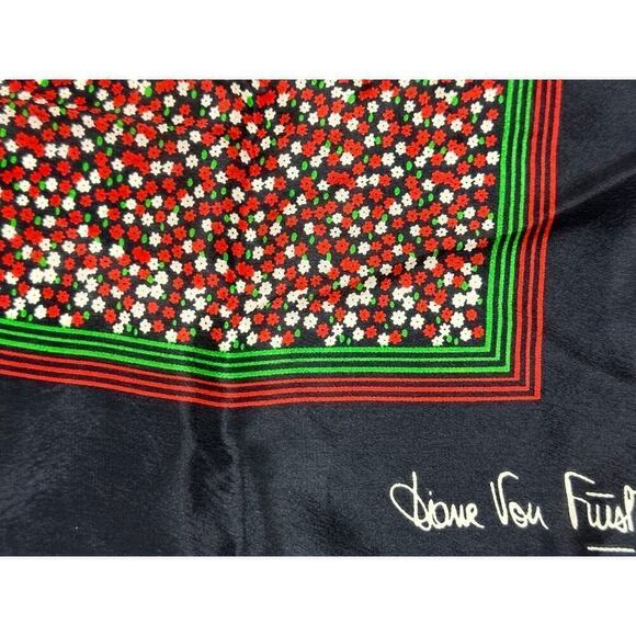 Diane Von Furstenberg Accessories - DIANE VON FURSTENBERG for BAAR & BEARDS INC. VTG Silk Scarf black/ floral Japan